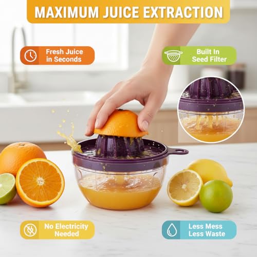 Image of Manual Hand Press Juicer Machine 1 Pc | Portable Citrus Juicer for Orange Mosambi Sweet Lime | Handheld Fruit Juice Maker & Food Juicer, Compact Easy Clean Squeezer