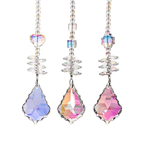 Ab Bunte Glas Anhänger Fensterbehang Personalisierte Suncatcher Fengshui Ornamente Home Wedding Decor Style 4 (3 Stück)