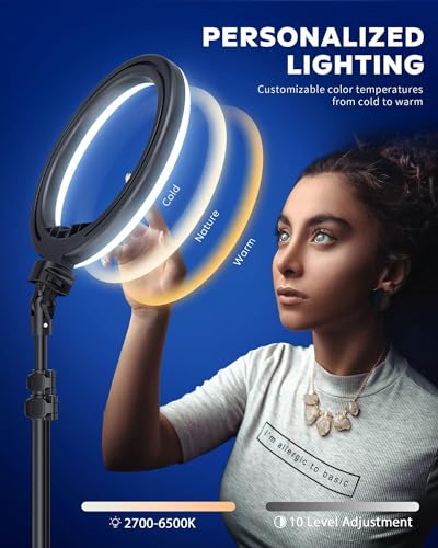 Image of Premium 10 Watt LED Ring Light with 26 Cm with Phone Holder 10 Level Dimmable with 3 Modes of Light (Only Ring Light)