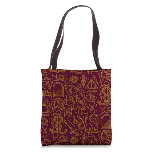 Bolso tote con collage de arte lineal de íconos de Harry Potter miniatura 1