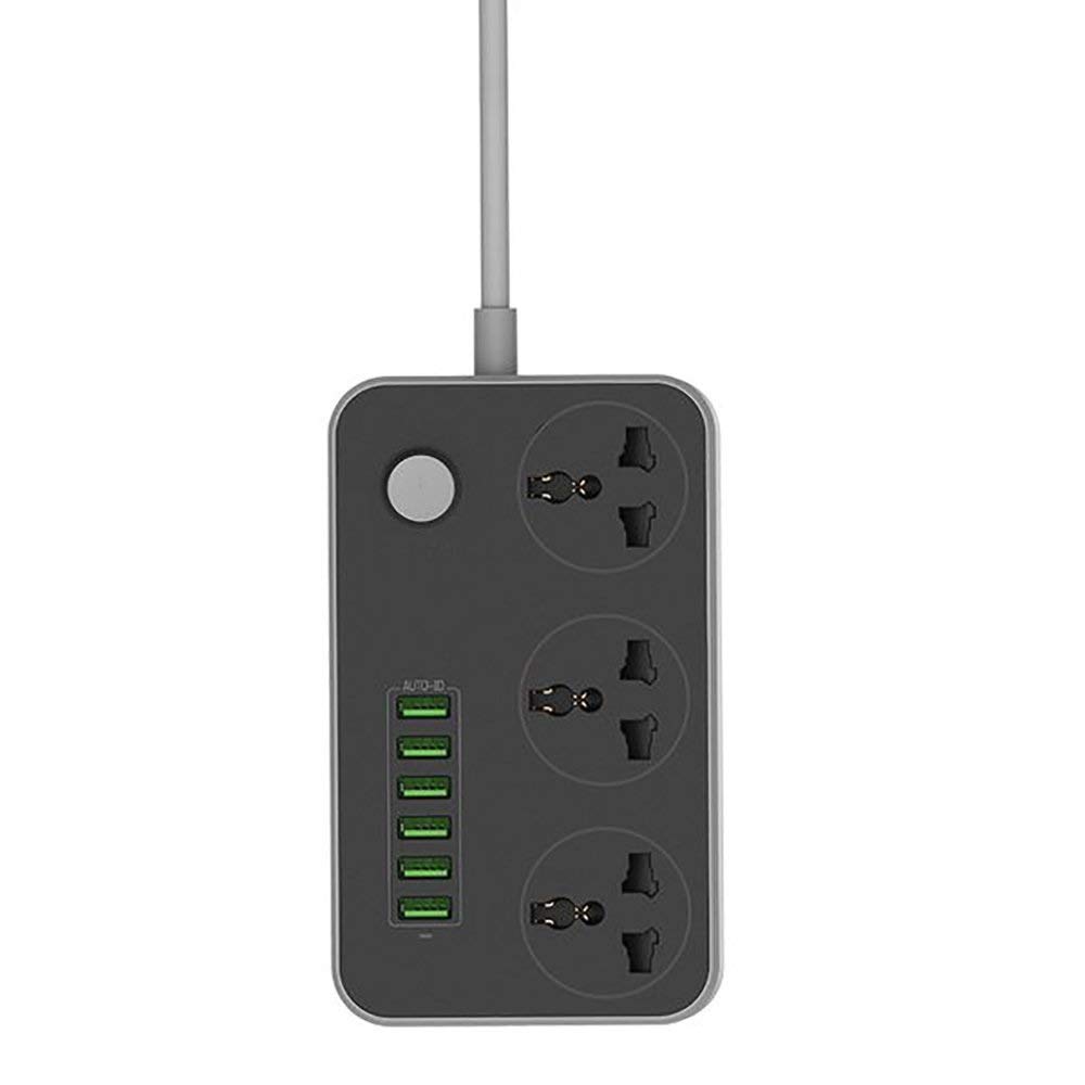 JTP 3.4A Universal 6 USB Type A 3.4A Charger with 3 Power Sockets Charging Hub for Home and Office.
