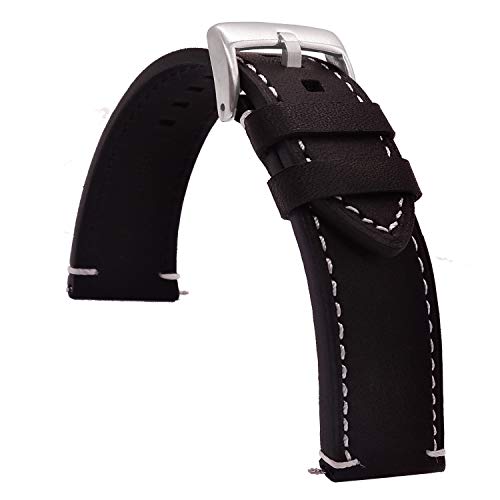 TIME4BEST Strap Leather Watch Bands for Men Women Leather Watch Strap 18mm 19mm 20mm 21mm 22mm 23mm 24mm Spring Bars Leather Watch Watchband Wristband (22mm, Black)