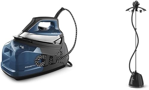 Rowenta Perfect Steam Pro - Estación de vapor profesional de acero inoxidable y vaporizador de ropa IS2461, calentamiento de 45 segundos, negro, 52