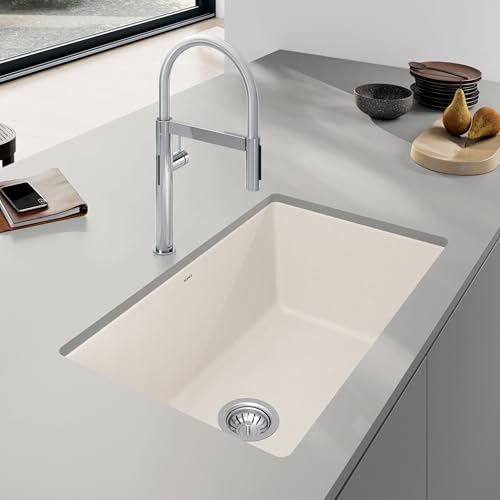 BLANCO-443084-PRECIS-SILGRANIT-Super-Single-Undermount-Kitchen-Sink-32-L-X-19-W-Soft-White BLANCO 443084 PRECIS SILGRANIT Super Single Undermount Kitchen Sink 32 L X 19 W Soft White