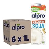 Alpro Sojadrink – Vegan und milchfrei – Von Natur aus laktosefrei und fettarm – Reich an pflanzlichen Proteinen, beinhaltet Calcium und Vitamine – 8 x 1 L – Haltbar