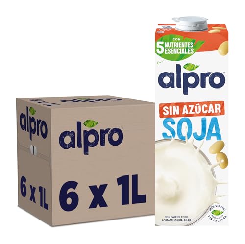 Alpro Sojadrink – Vegan und milchfrei – Von Natur aus laktosefrei und fettarm – Reich an pflanzlichen Proteinen, beinhaltet Calcium und Vitamine – 8 x 1 L – Haltbar