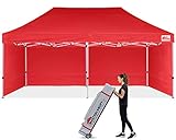 MASTERCANOPY Heavy Duty Pop-up Canopy Tent with Sidewalls (10x20,Red)