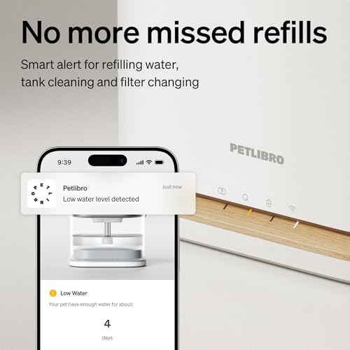 Image of PETLIBRO Upgrade Cat Water Fountain, Cordless Cat Fountain Battery Operated, App Monitoring 3L /101oz Dockstream 2 Pet Water Fountain with Stainless Steel Tray, 5GHz WiFi Dog Water Bowl Dispenser