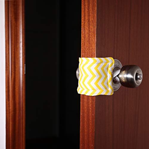 Image of Door Silencer Door Jammer Door Closer Cushion Nursery Door Silencer Door Latch Cover 3 Pack for Noise Reducing Quiet Doors Baby Toddler Safety 3.25 x 5.5 Inch (Yellow Chevron)
