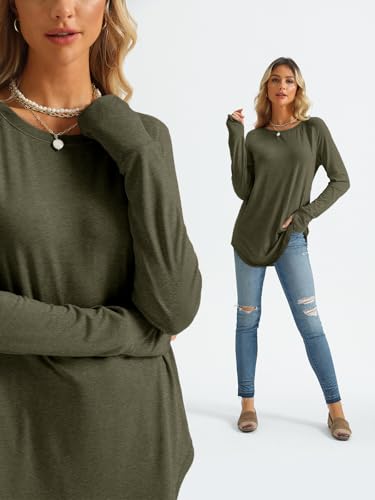 Image of AUTOMET Womens Long Sleeve Tunic Tops Crew Neck Casual Loose Fit Shirts