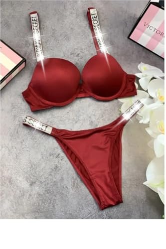 Image of Women Girl's Plain Cotton Padded Push-up Wireless Underwired Sports Non Padded Regular V Secret Everyday Wear Stylish Wired Non-Wired Full Coverage T-Shirt Solid Bra Underwear Lingerie Set