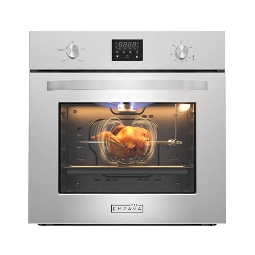 Empava 24" Single Gas Wall Oven Bake Broil Rotisserie Functions with Digital Timer and Convection Fan in Stainless Steel