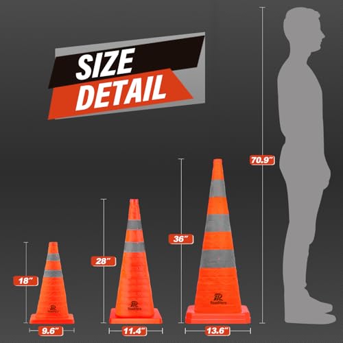 Image of RoadHero 28 Inch 20 Pack Collapsible Traffic Safety Cones,Orange