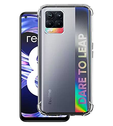 Image of Soft Flexible Silicone Back Cover Compatible with Realme 8, Transparent Case
