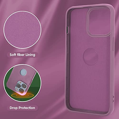 Image of Elzzi Liquid Silicone Cover Compatible for iPhone 13 Pro Case Smooth Touch Gel Rubber Wireless Charging Phone Cases Non-Slip Full Body Protective Shockproof Back Cover 6.1 Inch, Lilac