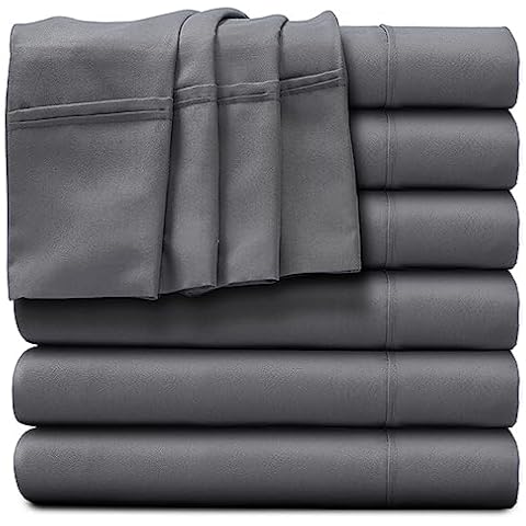 Glarea Twin Flat Sheets Only - 6 Pack Bulk Gray Sheets for Massage Table, Hospital Bed, Home, Air Bnb Essentials, Dorm Decorations- Made of Microfiber Fabric for Soft Feel Cover