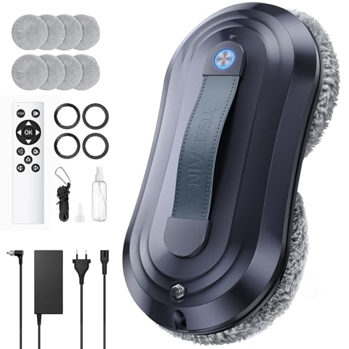 Fensterputzroboter mit Sprühfunktion, 7000Pa Turbo Boost Saugkraft, Leiser Betrieb, 3 Reinigungsmodi, Intelligente Wegplanung, Randerkennung, Inklusive 10 Reinigungstüchern