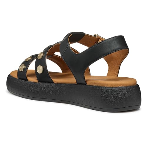 Geox D Camalei E, Sandalo Piatto Donna, Black, 39 Eu - 9