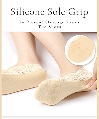 Panda Bros Women's Lace No Show Socks Low Cut Non Slip, Invisible with Flats, Pumps, Boat Liner Socks4