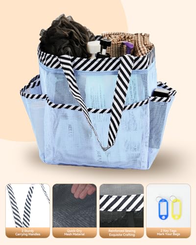 Bolso de Malla para Carrito de Ducha, Cesta Grande para Carrito de Ducha Portátil, Secado Rápido Azul - Imagen 7 de 37