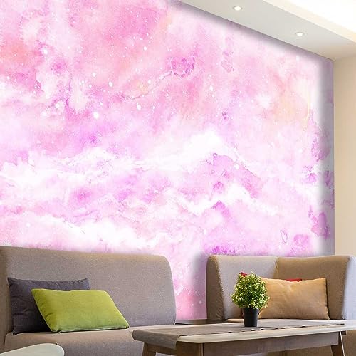 ZYMECH Background Wallpaper Pink Fantastic Watercolor Waterproof Wallpaper Dining Room