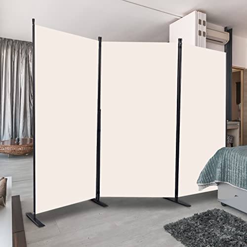CHOSENM Room Divider, 3 Panel Folding Privacy Screens with Wider Support Feet, 6 Ft Portable Room Partition for Room Separator, 102" W X 71" H, Beige - Thumbnail 7
