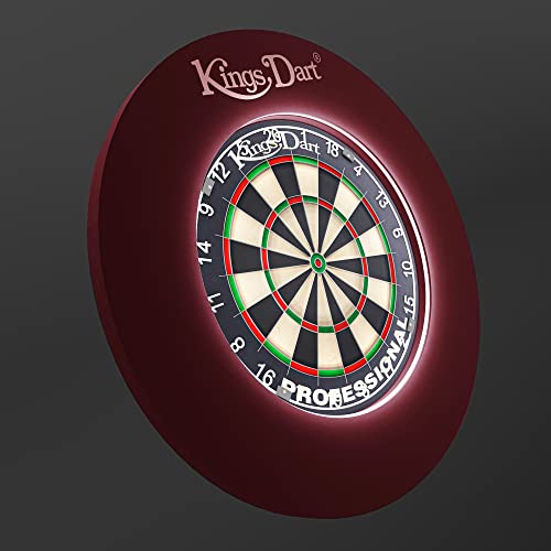 Kings Dart LED Dart Set | XL Surround mit 194 LEDs + Sisal Turnier Dartscheibe mit 0,7 mm Spider | Auffangring in 3 Farben erhältlich | Strom per USB | Eva Schaum | Markenqualität Cover
