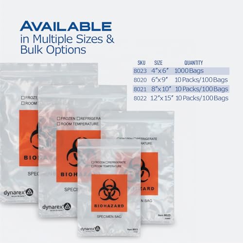 Image of Dynarex LabChoice Specimen Bags - 6 inch x 9 inch - 1.8 mil Thickness - Resealable with Paperwork Pouch - Checkmark Boxes for Temperature Indication - 100 per Bag, 10 Bags per Case
