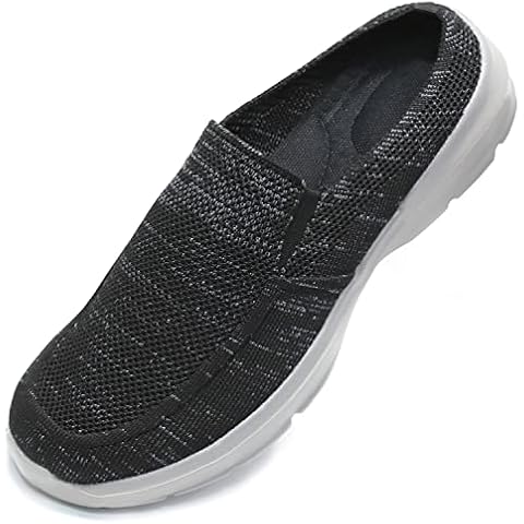 INMINPIN Unisex Slippers Lightweight Breathable Slippers Slip On Walking Leisure Shoes for Men and Women, Black Grey, 12 UK Cover