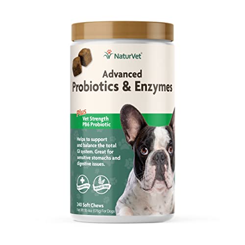 NaturVet – Advanced Probiotics & Enzymes - Plus Vet Strength PB6 Probiotic – Supports and Balances Pets with Sensitive Stomachs & Digestive Issues – for Dogs & Cats 240 ct