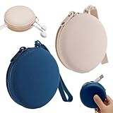 Contenu de l'emballage : 2 mini boîtes de rangement pour écouteurs (bleue, beige), faciles à transporter, ne prennent pas trop de place, comme sac d'accessoires de voyage.