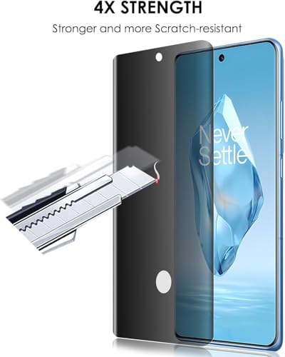 Image of SHILD Privacy UV Tempered Glass for OnePlus 12R (6.78 Inch) | Anti-Spy Curved Screen Protector | 9H Hardness | Ultrasonic Fingerprint Compatible | HD Clarity | Bubble Free UV Installation | Case Friendly