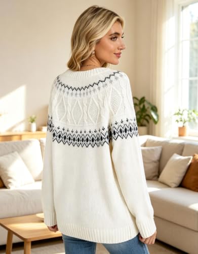 Image of Women's Vintage Fair Isle Pullover Sweater Lightweight Knit Tops
