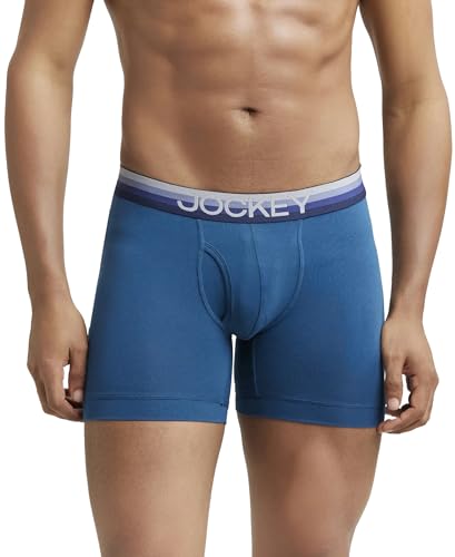 Image of Jockey ZN03 Men's Super Combed Cotton Elastane Stretch Solid Boxer Brief with Ultrasoft Waistband