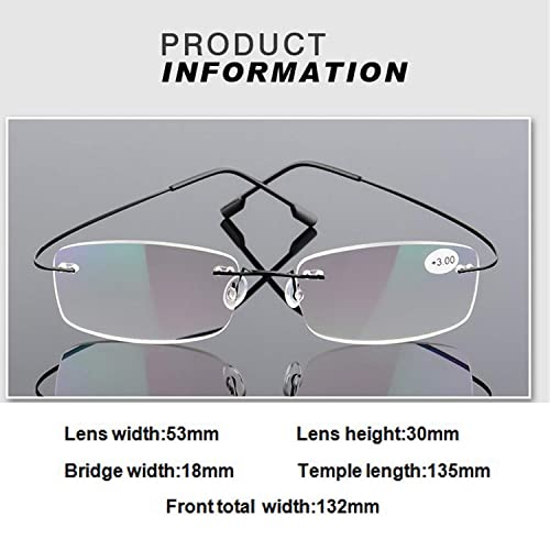 Viseng Set Of 2 Rimless Reading Glasses Titanium Metal Ultra Light Readers Of Men Women +3.5 #TOP4