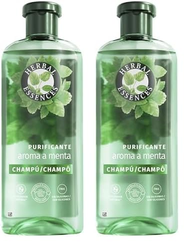 Herbal Essences Champú Purificante Con Aroma A Menta 350 ml Para Todo Tipo De Cabello. Ayuda A Refrescar, Revitalizar Y Fortalecer. De Origen Natural* Sin Siliconas, Vegano *Ingredientes De La Fórmula