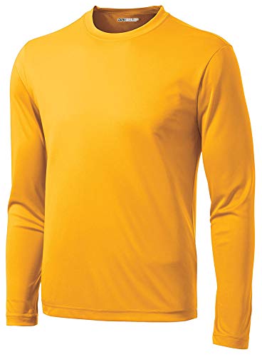 Joe's USA Long Sleeve Moisture Wicking Athletic Shirts-L-Gold