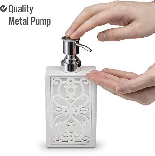 Creative Scents Mirror Janette White Bathroom Accessories Set - Decorative 4 Piece Bathroom Set - Mirrored Bathroom Accessory Set Includes: Soap Dispenser, Toothbrush Holder, Tumbler and Soap Dish - Image 4