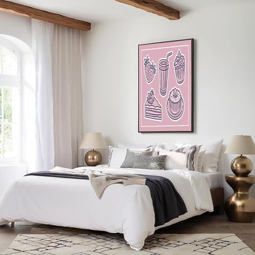 Cuadros en lienzo de postre y té, lámina decorativa que llena de alegría tu dormitorio rosa 5