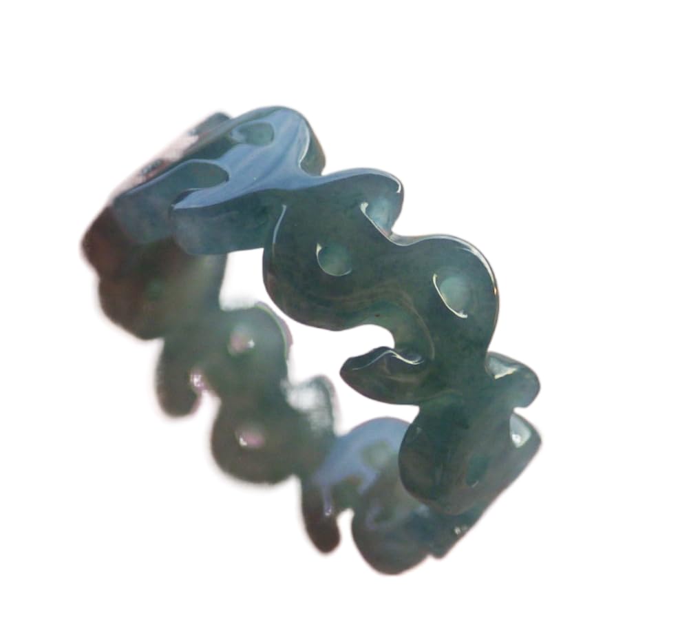 Certified Blue Water A JADE Jadeite $ Money RING USA. 6.75 戒指 690831 AS