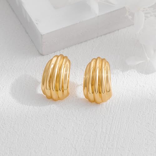MUYAN Chunky Gold Textured Earrings for Women Trendy Minimalist Large Chunky Studs Fashion Jewelry4