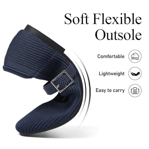Image of CELNEPHO Flats for Women Mary Jane Shoes Ballet Flats Shoes Square Toe with Ankle Strap Dressy Comfortable Office Shoes