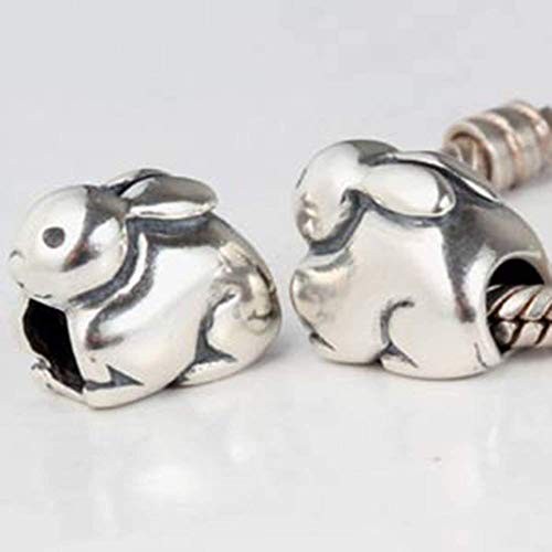 925 Sterling Zilver Geluksvogel Konijn Charm Dier Charme Huisdier Charme Verjaardag Charms voor Pandora Bedel Armband (A)