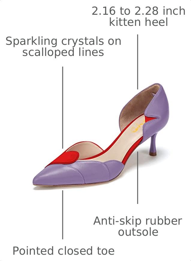 Image of XYD Women's Pumps, Elegant Pointed Toe, D'Orsay Kitten Low Heels, Rhinestone Studs, Slip-On Satin Shoes for Wedding