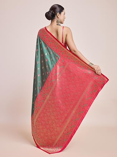 Image of Monjolika Fashion Women's Banarasi Silk Saree in Satin and traditional golden zari work comes with Unstitched Blouse Piece