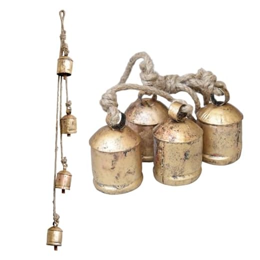Shabby Chic Tibetan Meditation Cow Bells, Rustic Metal Tranquil Wind Chimes Wall Hanging Home Decor Dooe Bells