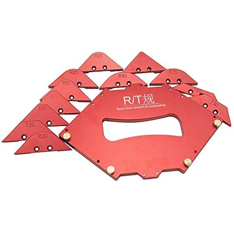 Evwoge 13pcs/ Set Table Corner Router Jig for Trimming Machine,Router Radius Template Kits Aluminium Alloy for Woodworking Trimming Tool Set Cover