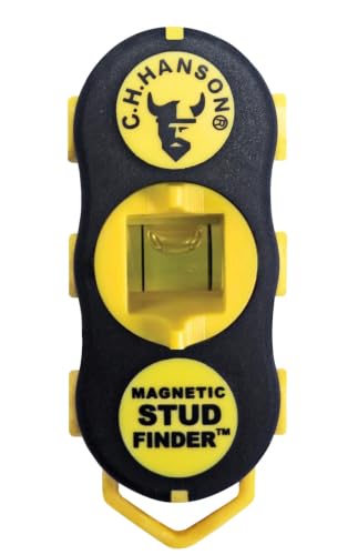 CH Hanson Magnetic Stud Finder | Battery-Free Stud Locator with Rare Earth Magnets | Finds Nails & Screws Behind Drywall | Built-In Level for TV Mounting Shelves & Home Projects