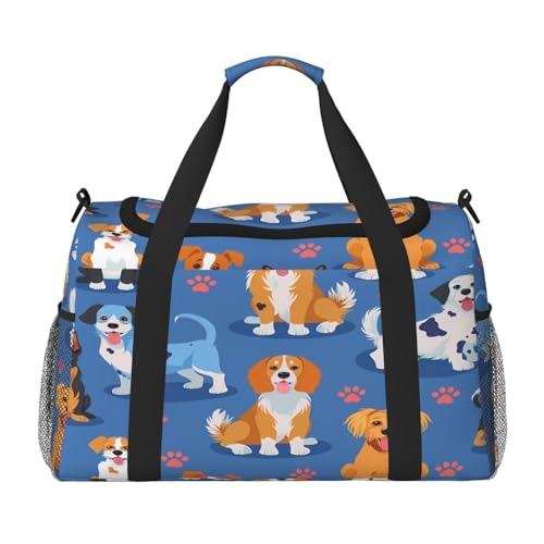 Virous Dog Puppy Paw Print Duffle Bag Travel Duffel Bags for Men Women Waterproof Gym Overnight Weekender Bag Carry on Tote Bag
