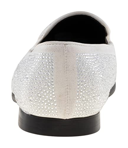 Jump New York Men's Lavish Slip-On Loafer | All-Over Pyramid & Rhinestone Jewel Ornaments | Formal Smoking Slipper|White Size 7 #TOP2